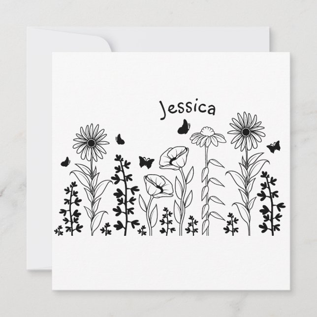 Flores silvestres, preto e branco (Frente)