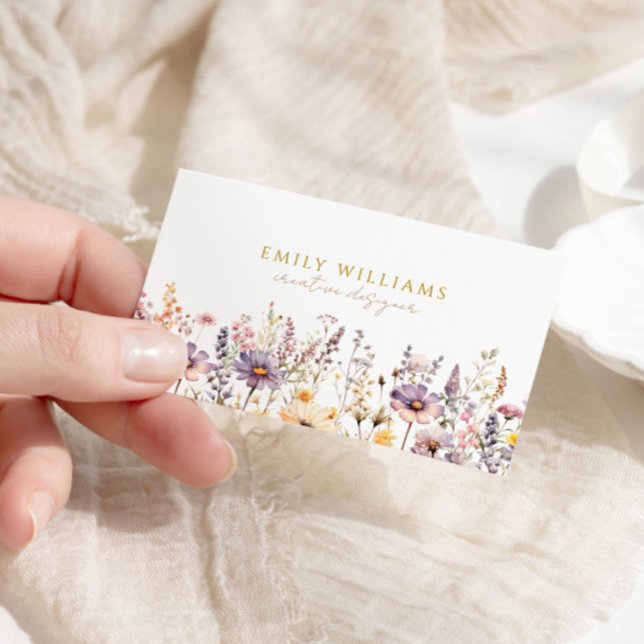 Flores silvestres púrpuras Cartão de visita (Criador carregado)