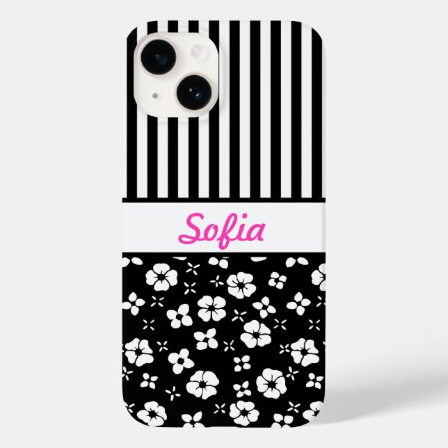 Flores/Stripes Pretas/Brancas Monogramas (Verso)