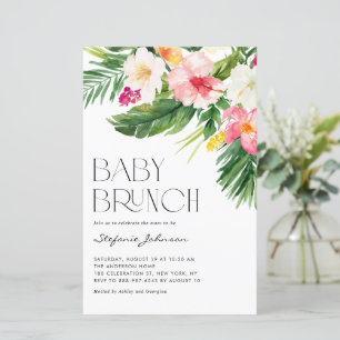 Flores Tropicais De Aquarela Convite Baby Brunch