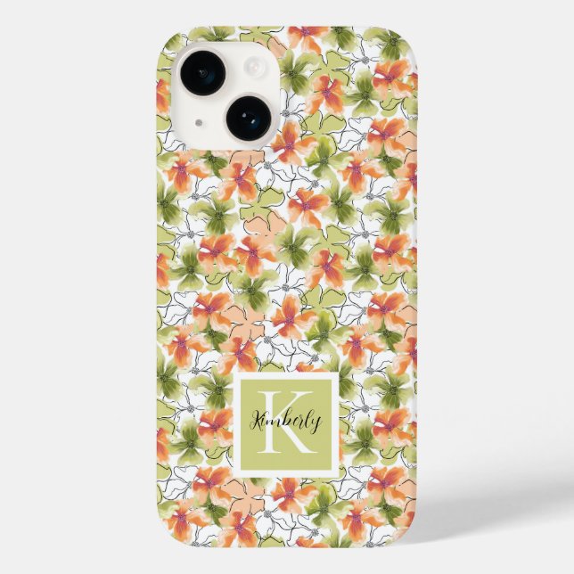 Flores Tropicais e Arte em Linha Monograma (Verso)
