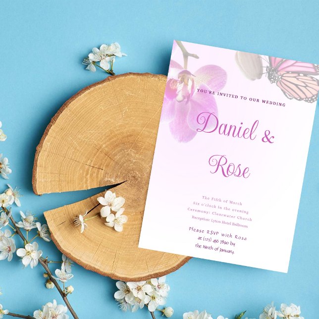 Flores Tropicais e Borboletas Convite Para Casamen (Criador carregado)