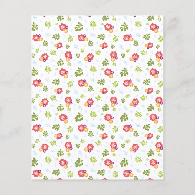 Flores tropicais e folhas de papel de boia (Frente)