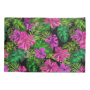 Flores tropicais e plantas a preto