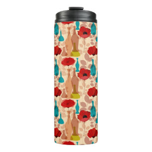 Flores, vasos e padrões de garrafas