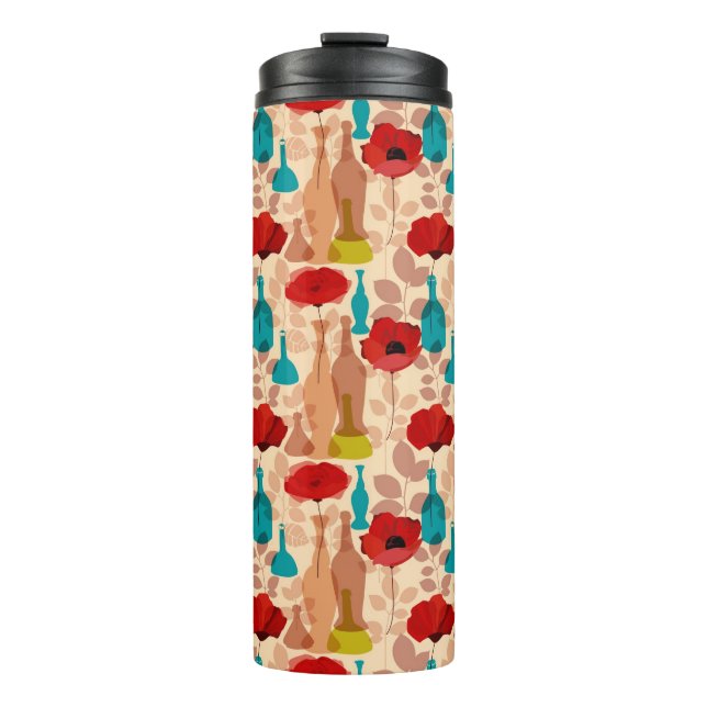 Flores, vasos e padrões de garrafas (Frente)