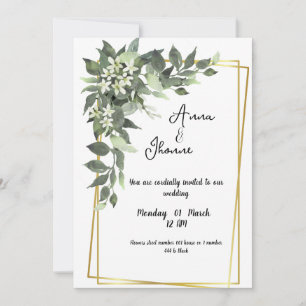 Flores verdes Greenry Convite para casamento