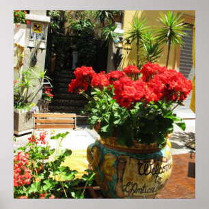 FLORES VERMELHAS BONITAS NO POSTER CERÂMICO DO