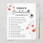 Flores Vermelhas Caçadoras Caçadoras de Bacheloret<br><div class="desc">Belo,  personalizável Jogo de Caça-Caça-Caçadores de Bachelorette! Você pode personalizá-lo com os desafios do seu jogo e o nome da noiva.</div>