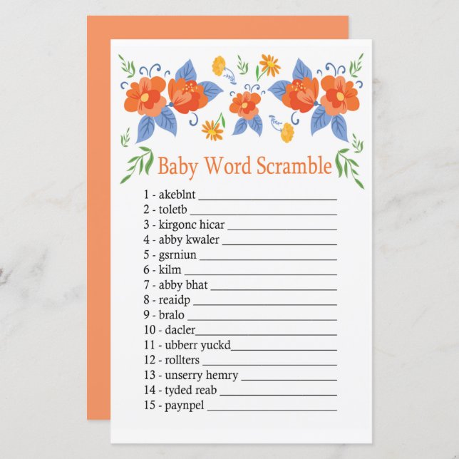 Flores vermelhas Jogo de palavra bebê (Frente/Verso)