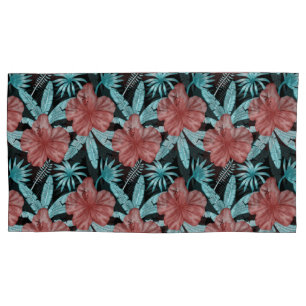 Flores vermelhas padrão uniforme tropical folhas &