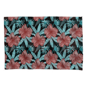 Flores vermelhas padrão uniforme tropical folhas &