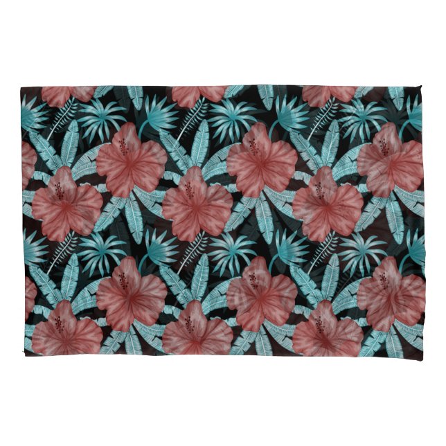 Flores vermelhas padrão uniforme tropical folhas & (Frente-Esquerda)
