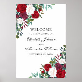 Flores vermelhas são bem-vindas ao sinal impressão