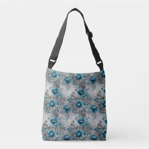 Flores Vibrantes em Azul Turquesa: Bolsa Tote Flor