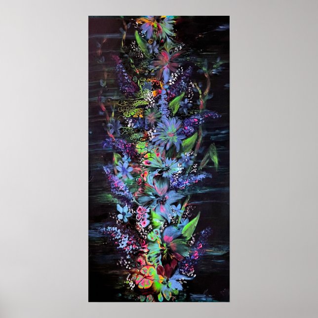 Flores Vibrantes no Impressão Preto (Frente)