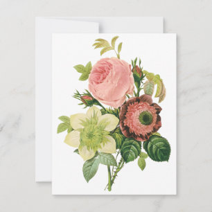 Flores Vintage, Anemone Rosas Clematis por Redoute