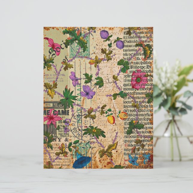 Flores vintage em jornal (Em pé/Frente)