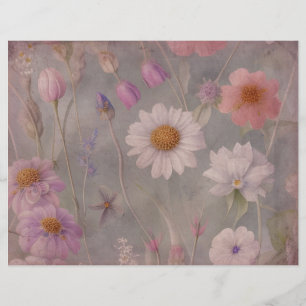Flores Vintage Esmaecidas Papel Escarpado