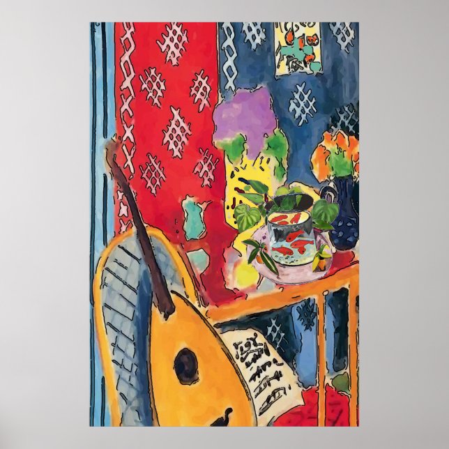 Flores, Violão e Poster de Peixes Dourados (Frente)