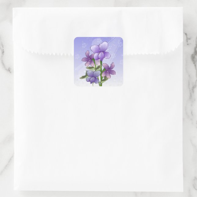 Flores violetas obrigado seus adesivos (Bolsa)