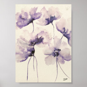 Flores Violetas Premium Poster de Canvas de brilho
