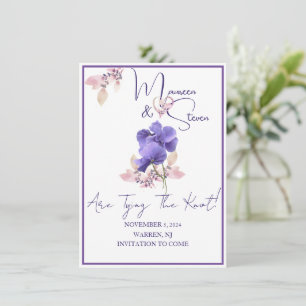 Flores Violetas Salvem O Cartão De Casamento De Da