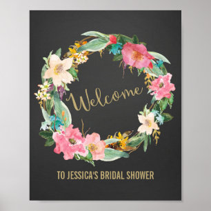 Flores Wreath Welcome Poster Impressão