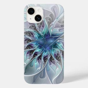 Florescer Abstrato Moderno Fractal Flor Com Azul