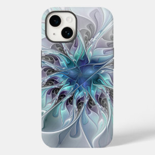 Florescer Floral Fractal Moderno Abstrato Com Azul