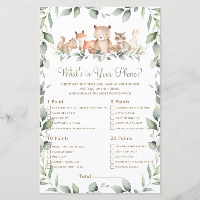 Floresta Animal Greenery O que há no seu jogo tele (Frente)