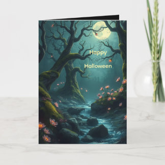 Floresta Assustadora para Cartão de Halloween