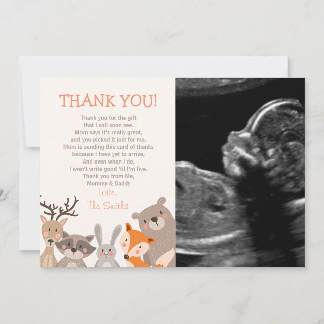 Floresta chá de fraldas Cartões de agradecimentos (Frente)