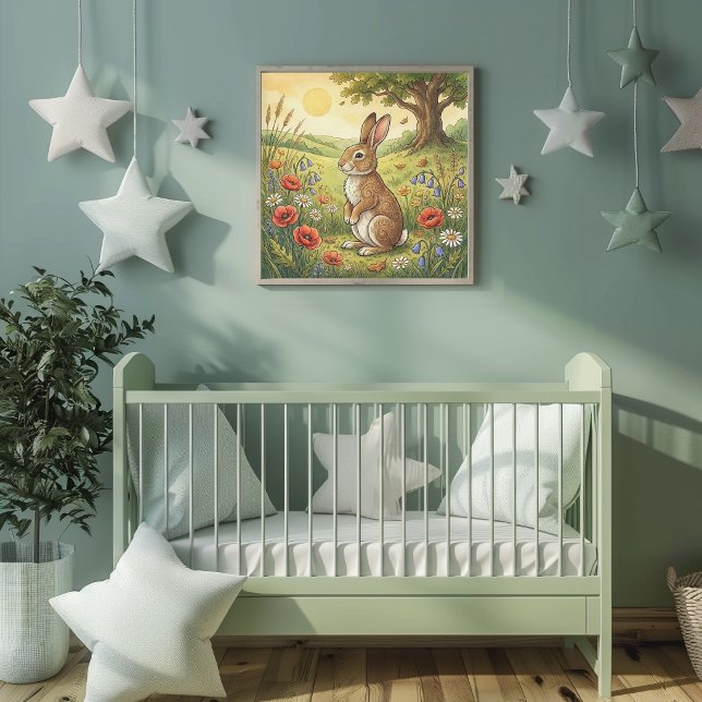 Floresta de Animais Coelho Fofo Poster de Berçário (Criador carregado)