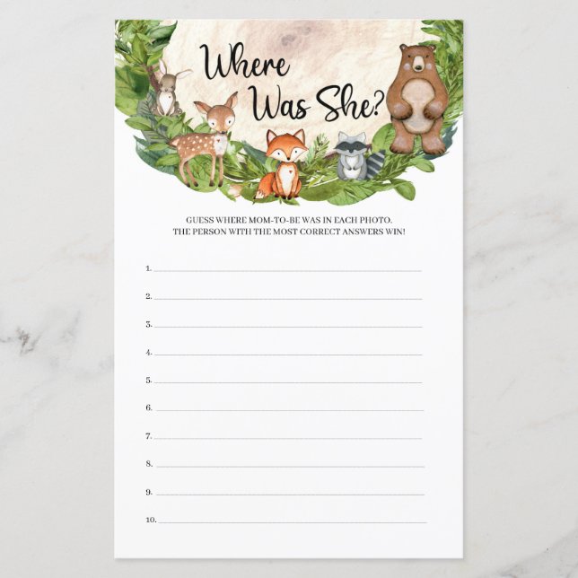 Floresta de animais florestais temia onde ela esta (Frente)