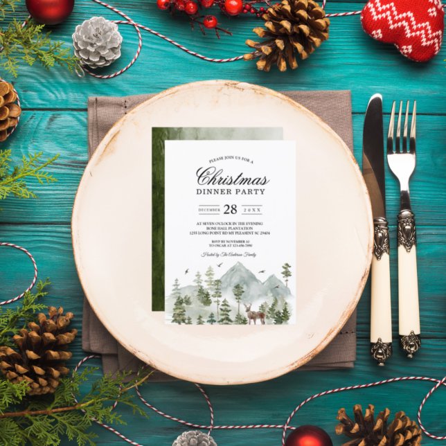 Floresta de Aquarela | Árvores E Veados | Convite (Criador carregado)