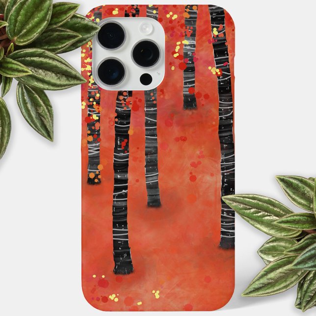 Floresta de Bétulas (Birch aspen tree forest abstract art red cell phone case)