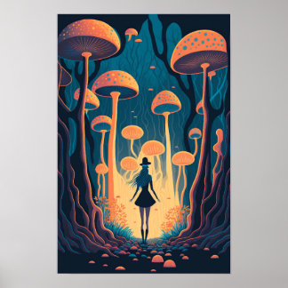 Floresta de Cogumelo Mágico Poster | Arte Trippy 3