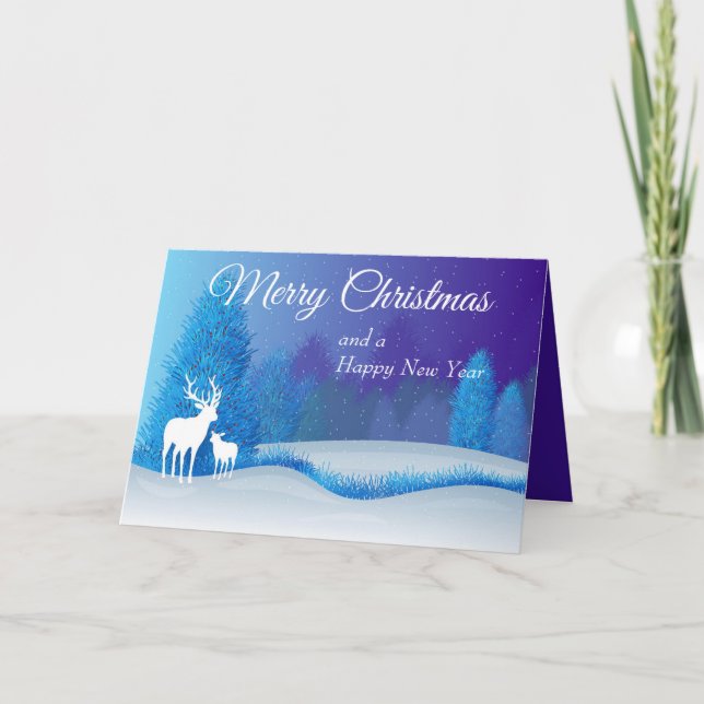 Floresta de Feriado com Cartão de Feriado de Reind (Frente)