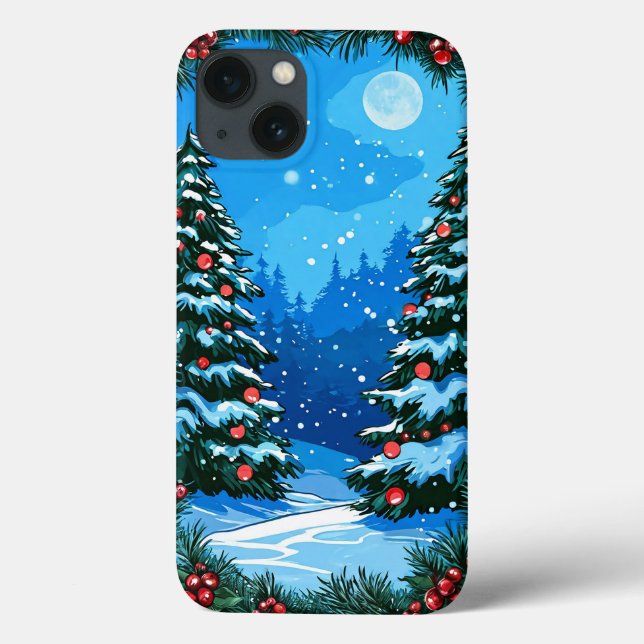 Floresta de Inverno Nevada Com Árvores de Natal De (Verso)