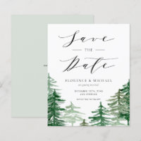 Floresta de Madeira Rustic Watercolor Salva a Data