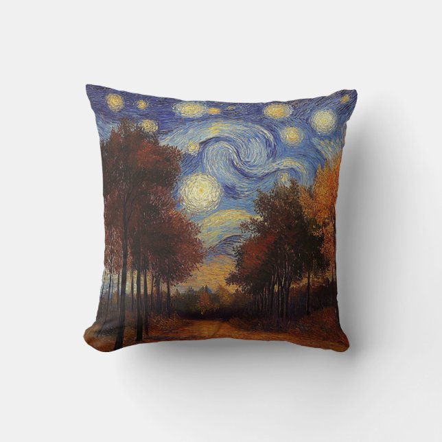 Floresta de Outono Estrelada – Almofada Artística (Frente)
