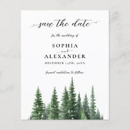 Floresta de pinheiro com aquarela de inverno Salve