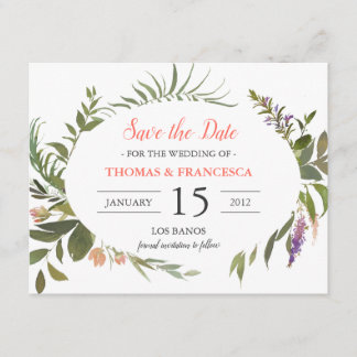 Floresta Deixa Aquarela Salvar Cartão de Data