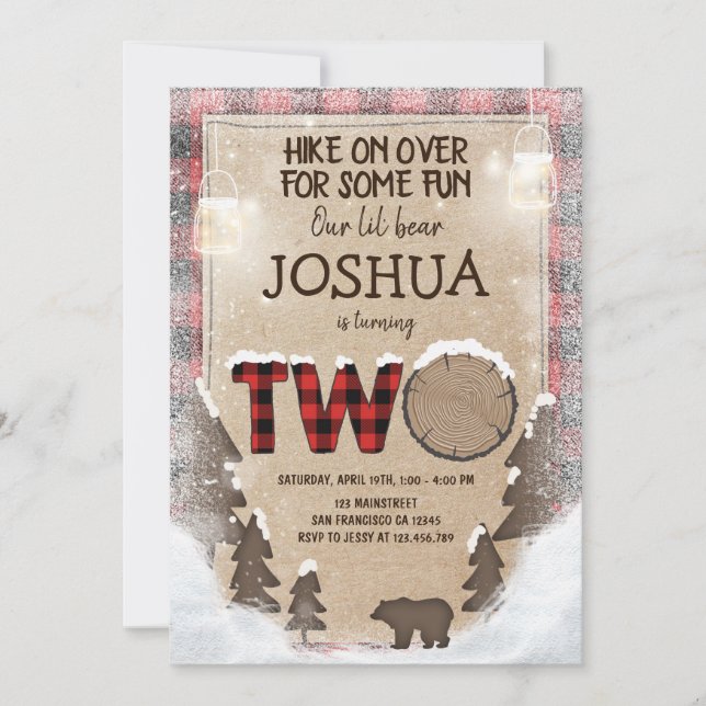 Floresta do convite do aniversário do lenhador do (Frente)