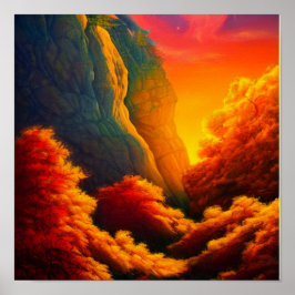 Floresta do outono na Poster das montanhas