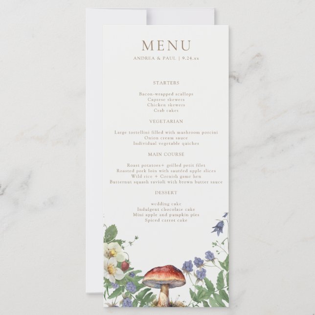 Floresta Elegante | Menu de Casamento na Floresta (Frente)