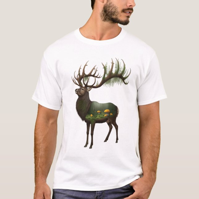 "Floresta Encantada" Camiseta Gráfica de Veado – D (Frente)