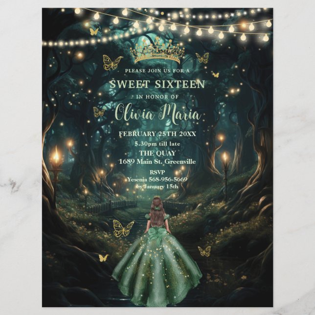 Floresta Encantada Vestido Verde Esmeralda Doce Do (Frente)