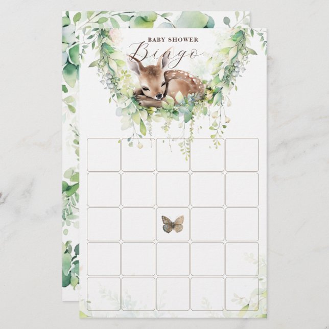 Floresta Florestal Chá de fraldas Verde Bingo (Frente/Verso)